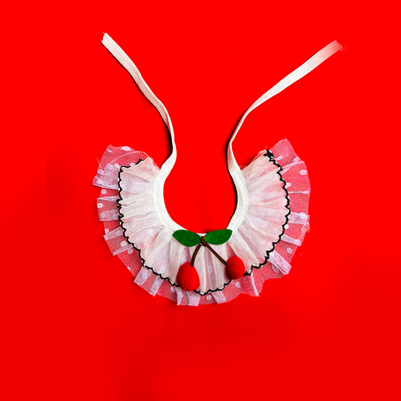 Mokka - Pom-Pom Cherry Ruffled Bib Pet Neckwear