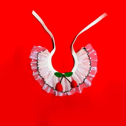 Mokka - Pom-Pom Cherry Ruffled Bib Pet Neckwear