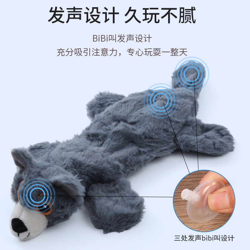 亚马逊爆款宠物玩具毛绒皮壳小狗造型安抚发声自嗨陪伴狗狗玩具