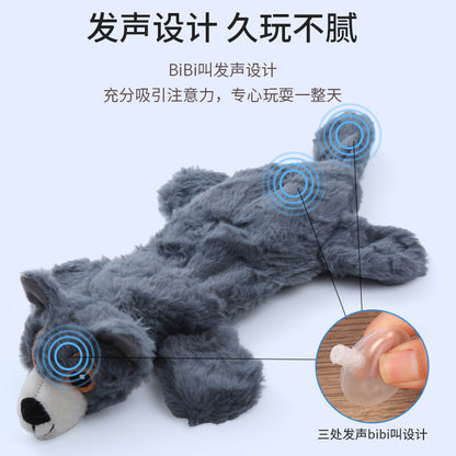 亚马逊爆款宠物玩具毛绒皮壳小狗造型安抚发声自嗨陪伴狗狗玩具
