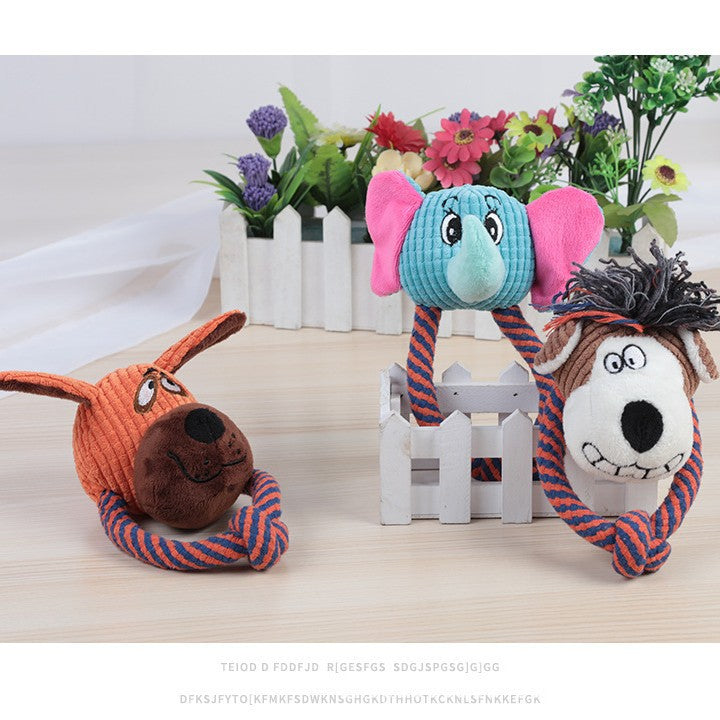Petkin - Plush Character Head Rope Loop dog toy