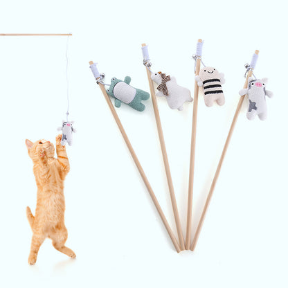 Moo - Plush Character Wand Cat Toy