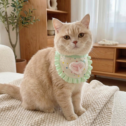 Product image for Mokka - Heart-Bow Pleated-Ruffle Cat Neckwear (Light Green)