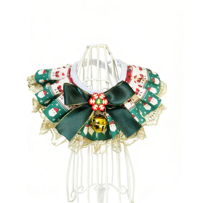 Mokka - Lace-Trimmed Pleated Ruffle Cat Neckwear