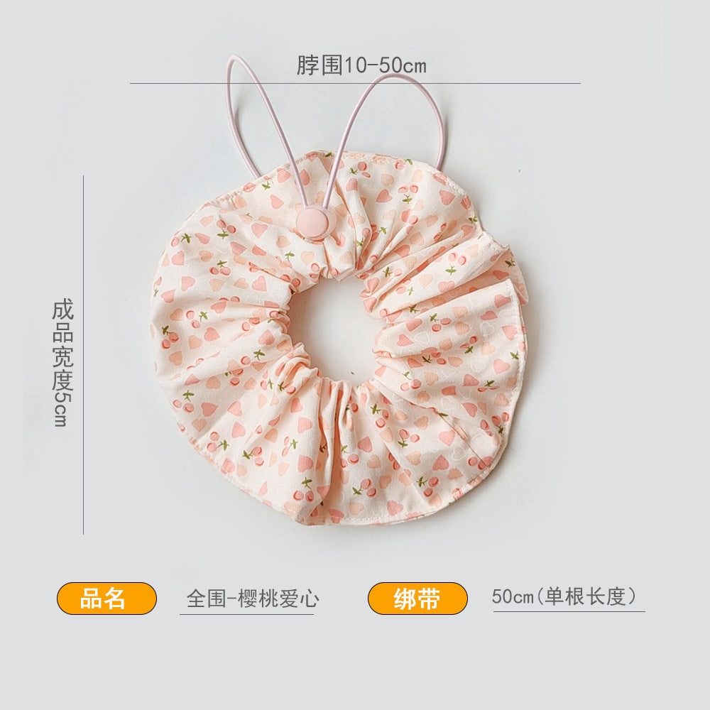 全围棉质清爽宠物卡通围巾布偶约克夏围兜猫咪狗狗碎花口水巾