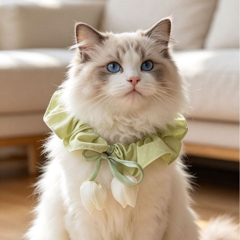 柔软蝴蝶结宠物口水巾可调节中小型犬围脖猫咪宠物围兜波点围巾