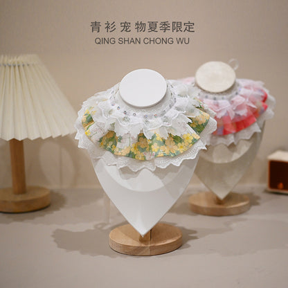 【青衫宠物】原创小清新口水巾宠物小型夏季猫咪狗狗衣服围脖围兜