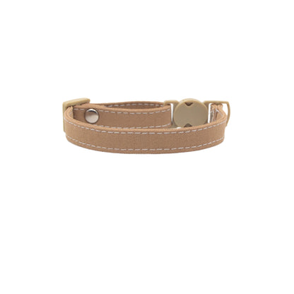 Side view of Mokka breakaway cat collar highlighting the buckle and strap texture