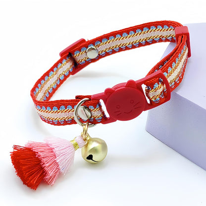 Mokka - Adjustable Cat Collar with Tassel Charm – Lightweight, Colourful & Safe for Everyday Wear