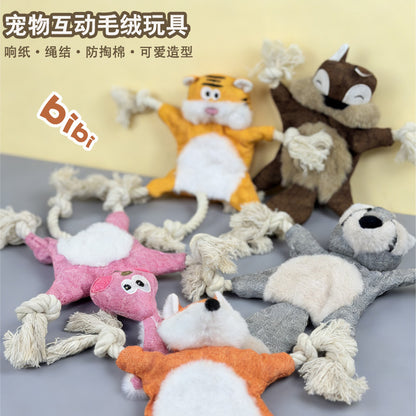 响纸玩具热销动物造型宠物用品棉绳玩具发声玩具咬绳狗玩具批发现