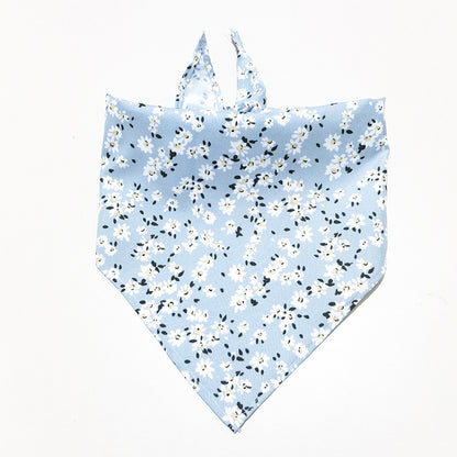 Furbud floral pet bandana in pink with white flowers tied in a knot