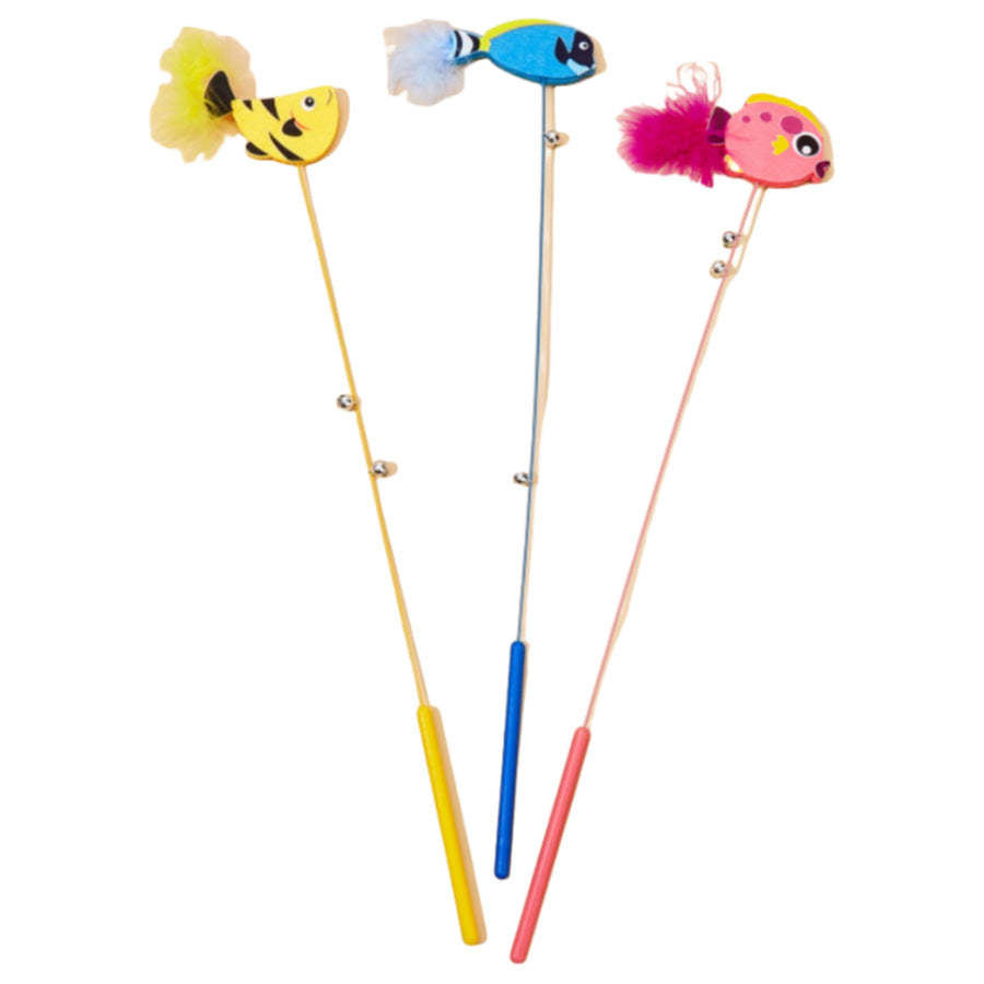 Moo - Fish-and-Feather Cat Wand Toy
