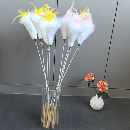 Moo Feather Bouquet interactive wand cat toy with colorful feathers attached to a stick