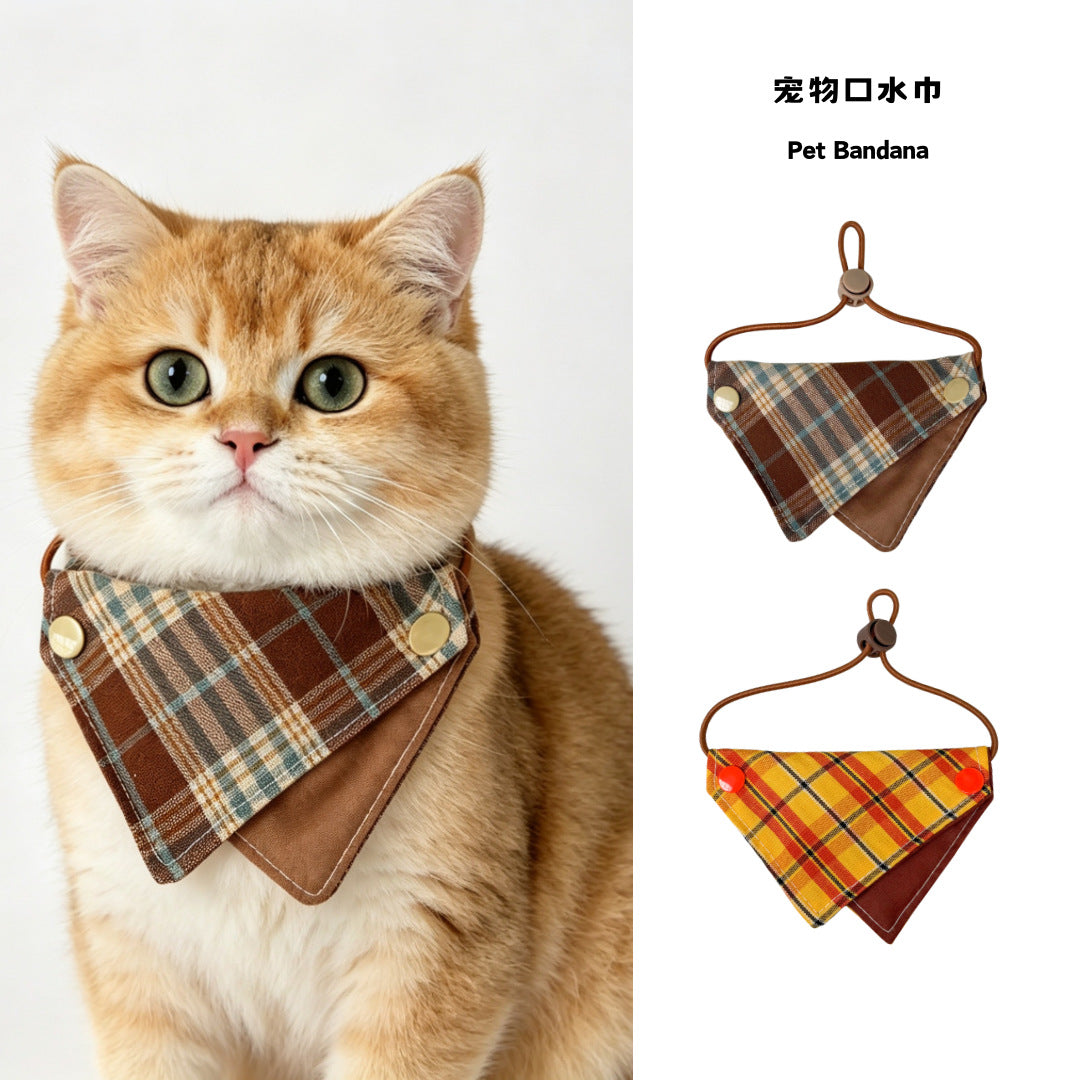 Mokka - Plaid Layered Bandana Pet Neckwear