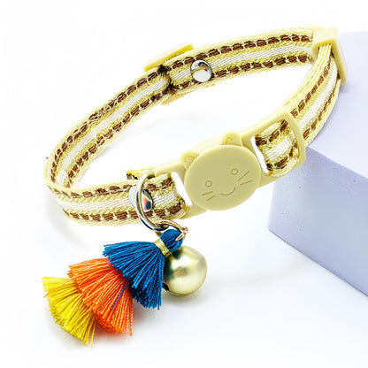 Mokka - Adjustable Cat Collar with Tassel Charm – Lightweight, Colourful & Safe for Everyday Wear