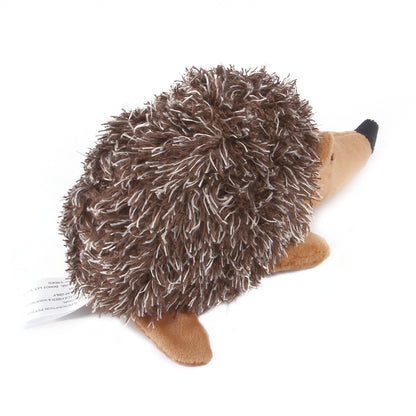 Close-up of Petkin Hedgehog dog toy showing detailed stitching and fabric texture