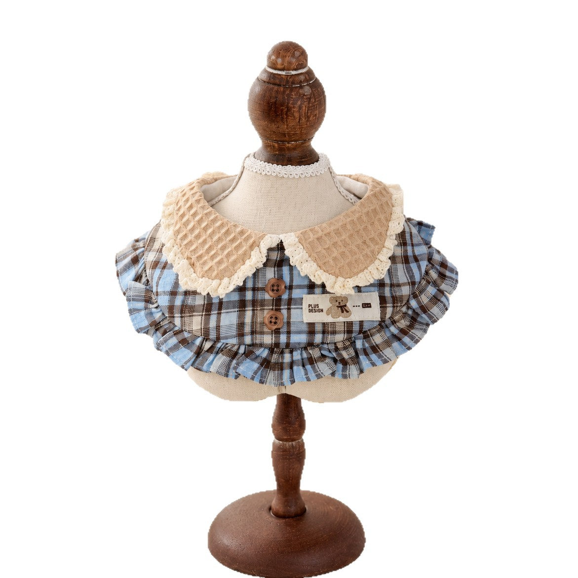 Mokka - Blue, Brown and Cream Plaid Bib Pet Neckwear