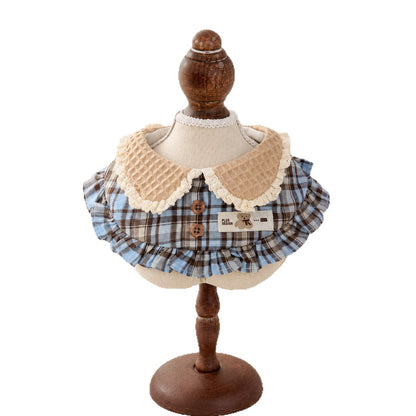 Mokka - Blue, Brown and Cream Plaid Bib Pet Neckwear