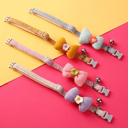 Mokka adjustable cat collar with bowtie displayed on white background