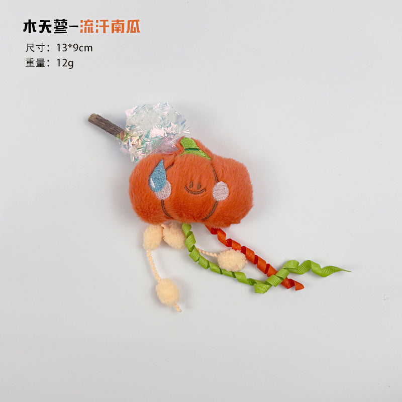 跨境逗猫木天蓼高颜值猫咪卡通流苏发声互动耐抓猫玩具宠物用品厂