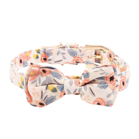 Loofie Romantic Flower Bow adjustable pet collar with floral bow detail on a white background