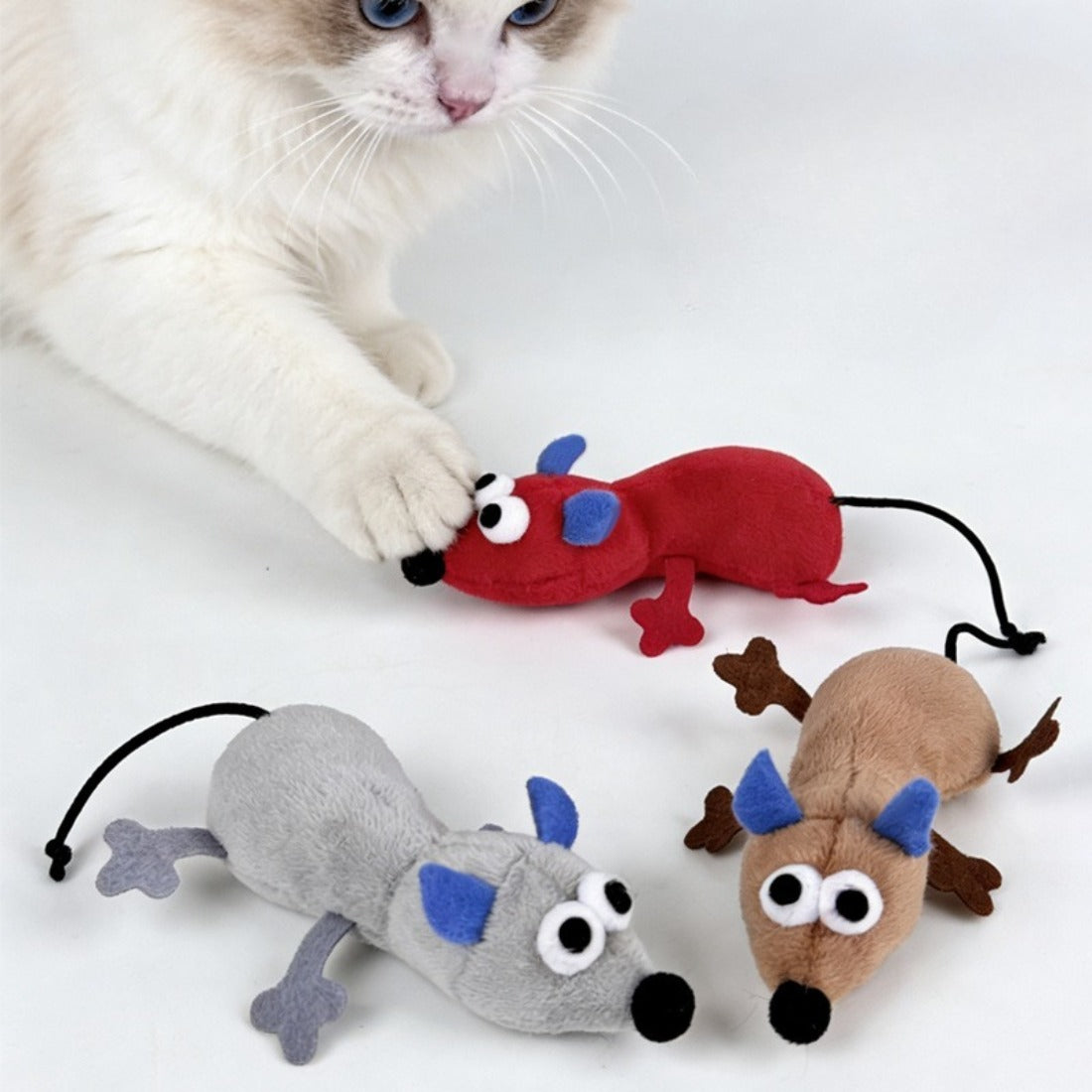 Moo funny mouse cat toy with cow print fabric and pink ears