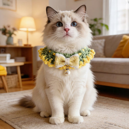Mokka - Decorative Ruffle Edge Bow Tie Cat Collar