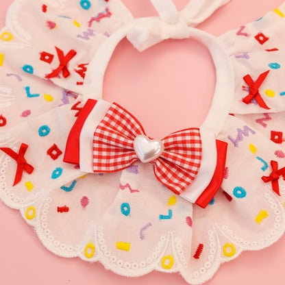 Mokka - Point Pattern Lace Bow Cat Collar