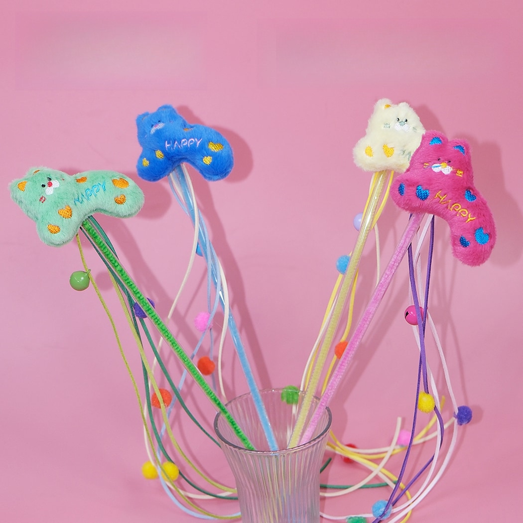 Moo - Colorful Plush Cat Teaser Wand Toy