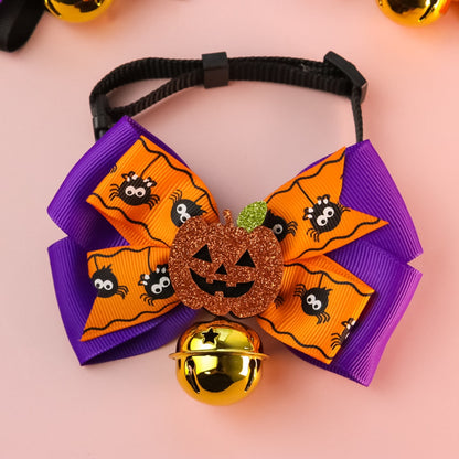 Halloweek - Bell Accent Pumpkin Bow Tie Pet Collar