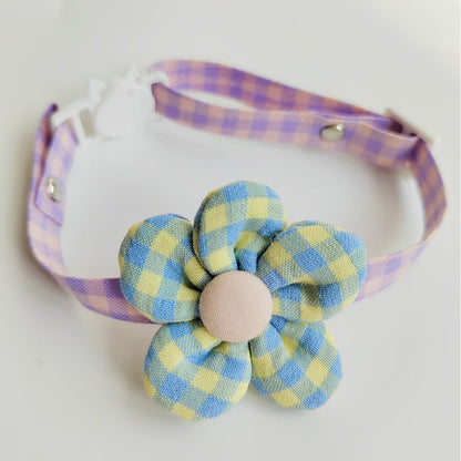Mokka - Gingham Flower Decorative Cat Collar