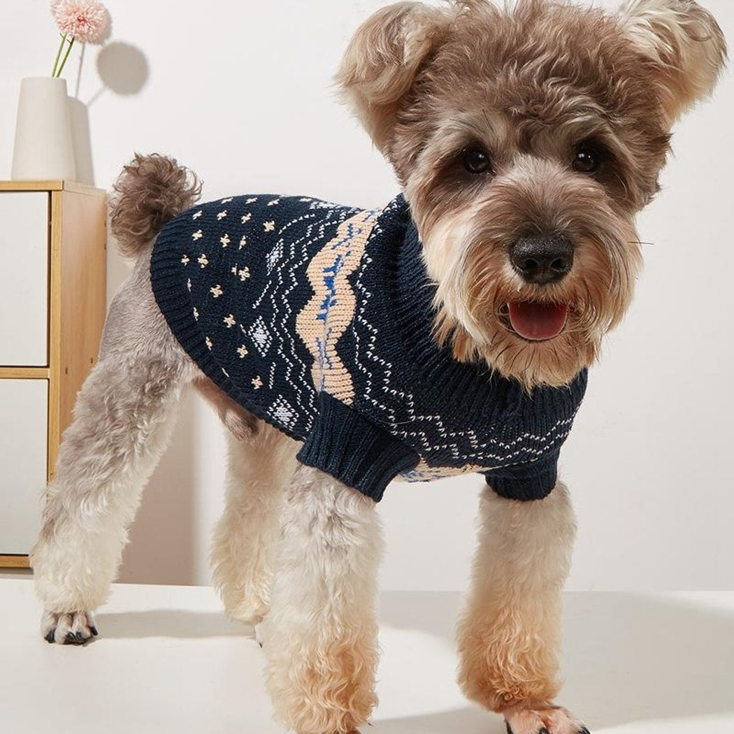 Ozzie - Winter Motif Knit Dog Sweater
