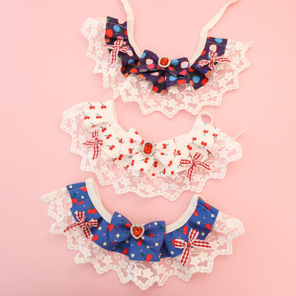 Mokka - Cherry Lace Bow Cat Collar Collar