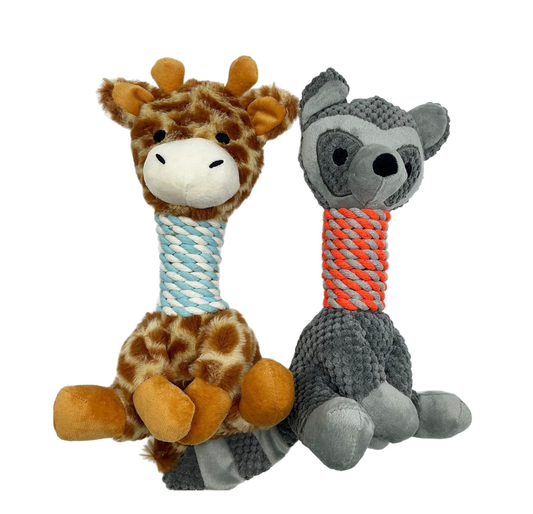 Petkin - Rope Neck Safari Squeaky Toys