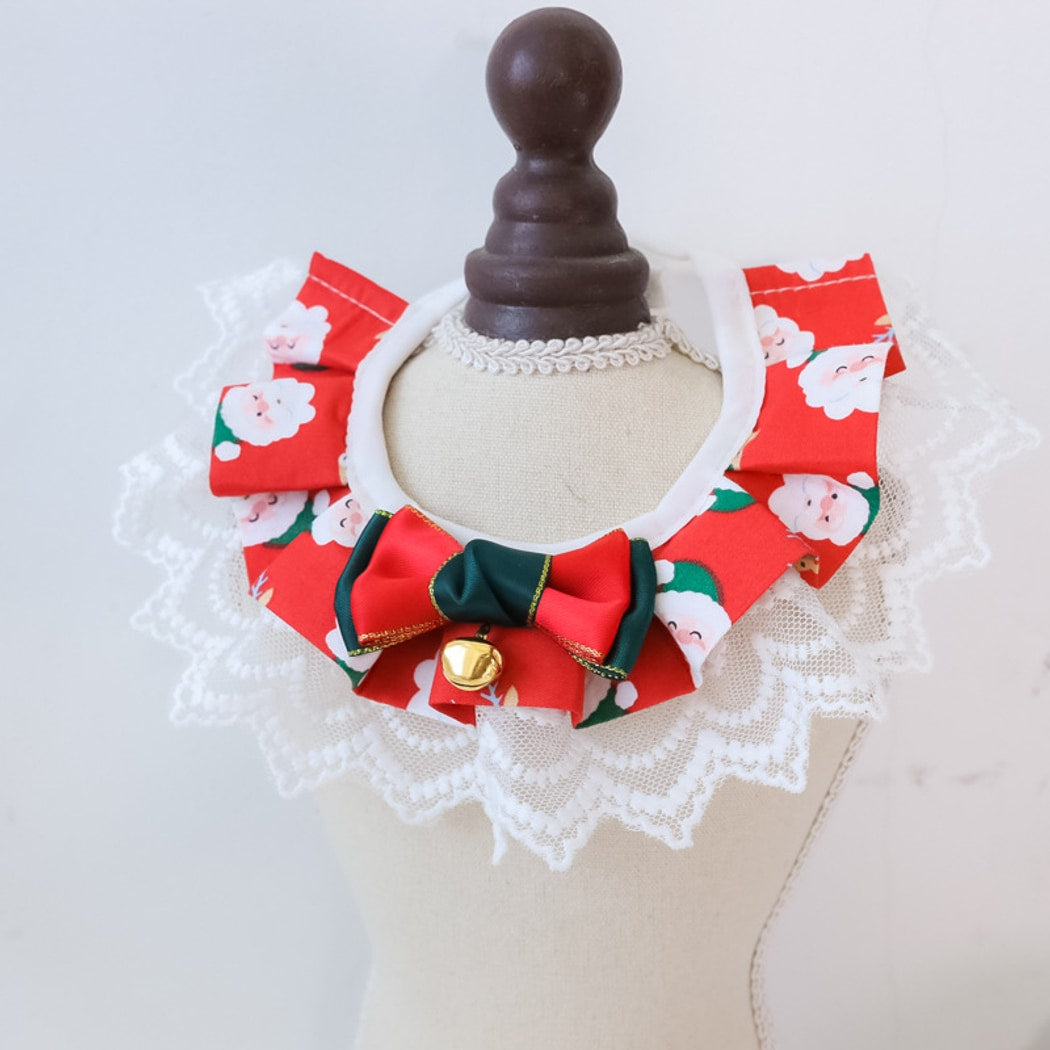 Christmoo - Cartoon Christmas Lace Trim Cat Collar