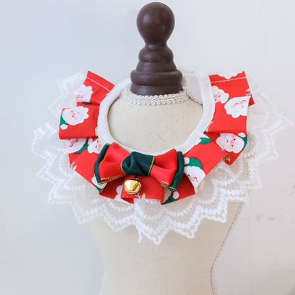 Christmoo - Cartoon Christmas Lace Trim Cat Collar