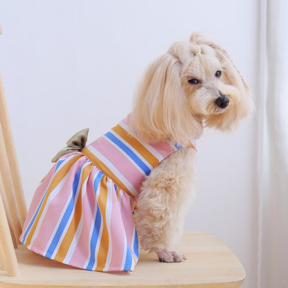 Ozzie - Colorful Striped Bow Pet Dress