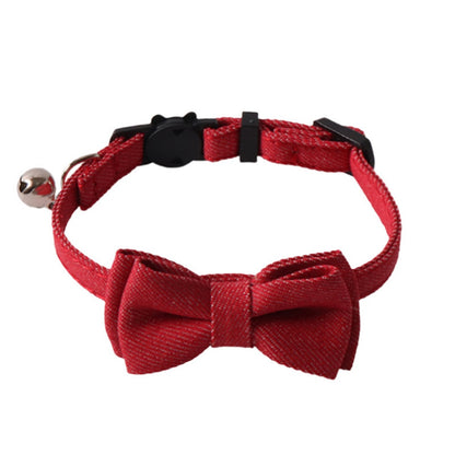 Mokka stripe bow tie cat collar with breakaway clasp isolated on white