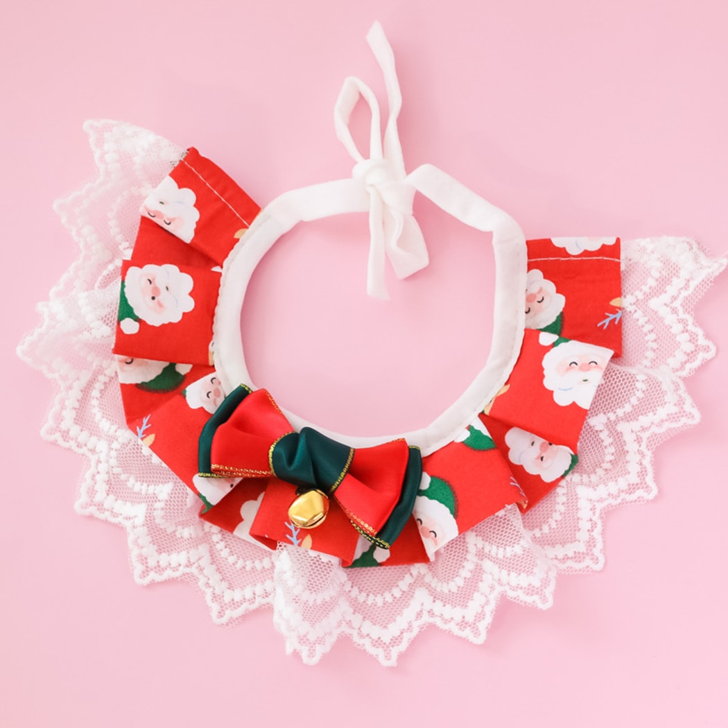 Christmoo - Cartoon Christmas Lace Trim Cat Collar
