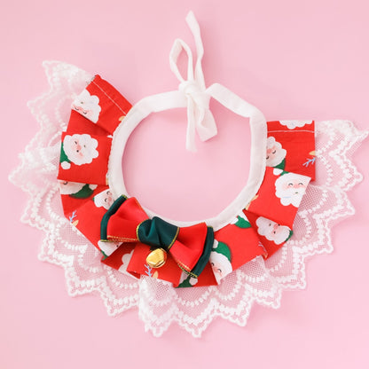 Christmoo - Cartoon Christmas Lace Trim Cat Collar