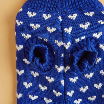 Ozzie - Heart Pattern Ribbed Collar Dog Sweater