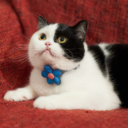 Mokka floral cat collar displayed flat showing adjustable breakaway design