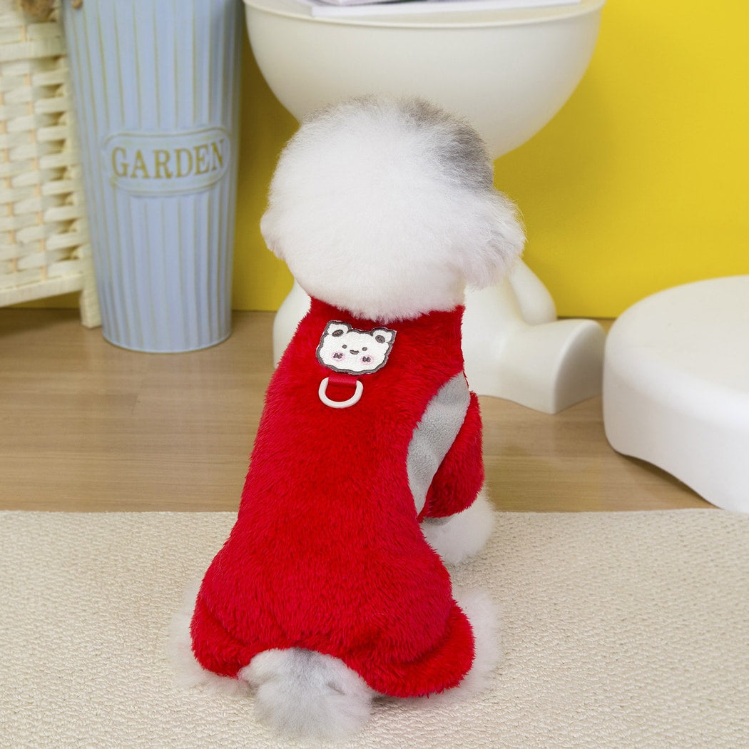 Ozzie - Bear Patch Colorblock Four-Leg Pet Jumpsuit