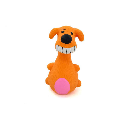 Petkin Grinning Dog rubber toy with visible teeth and eyes details