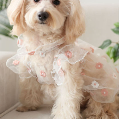Ozzie - Spring Summer Floral Embroidered Pet Dress