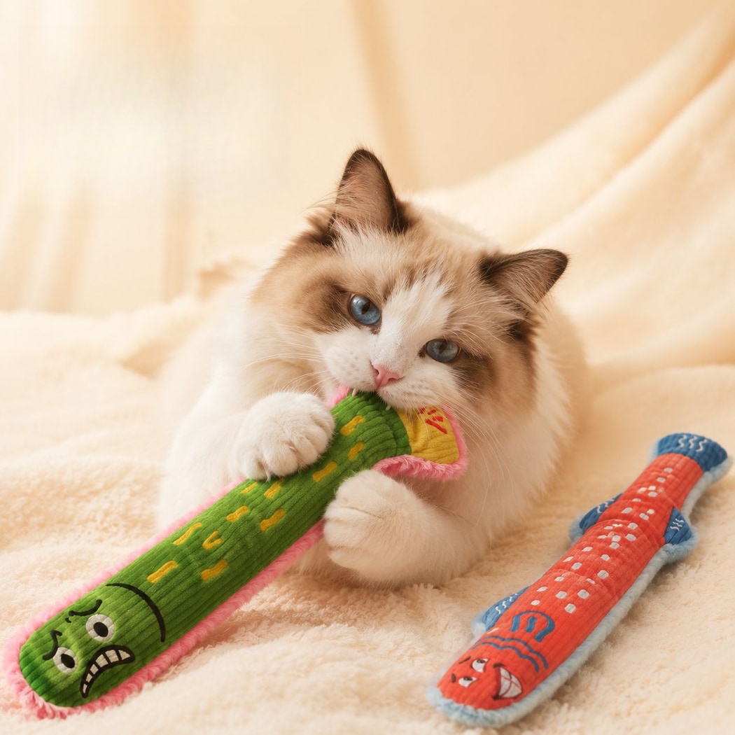 Moo - Fish Shaped Plush Interactive Cat Toy