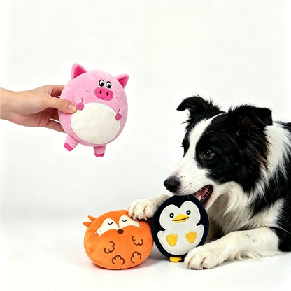 Petkin - Animal Theme Round Dog Squeaky Toy