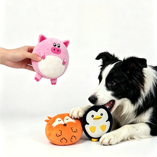 Petkin - Animal Theme Round Dog Squeaky Toy