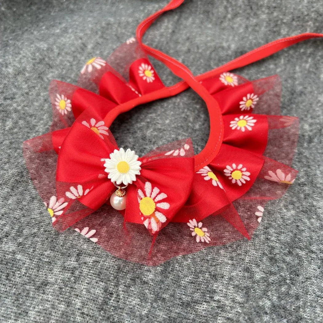 Mokka - Daisy Lace Ruffle Bow Pet Collar