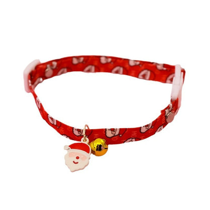 Christmoo - Christmas Bell Charm Cartoon Print Cat Collar